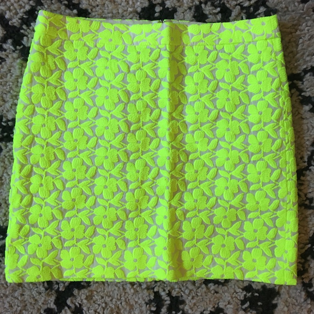 J Crew Neon floral skirt